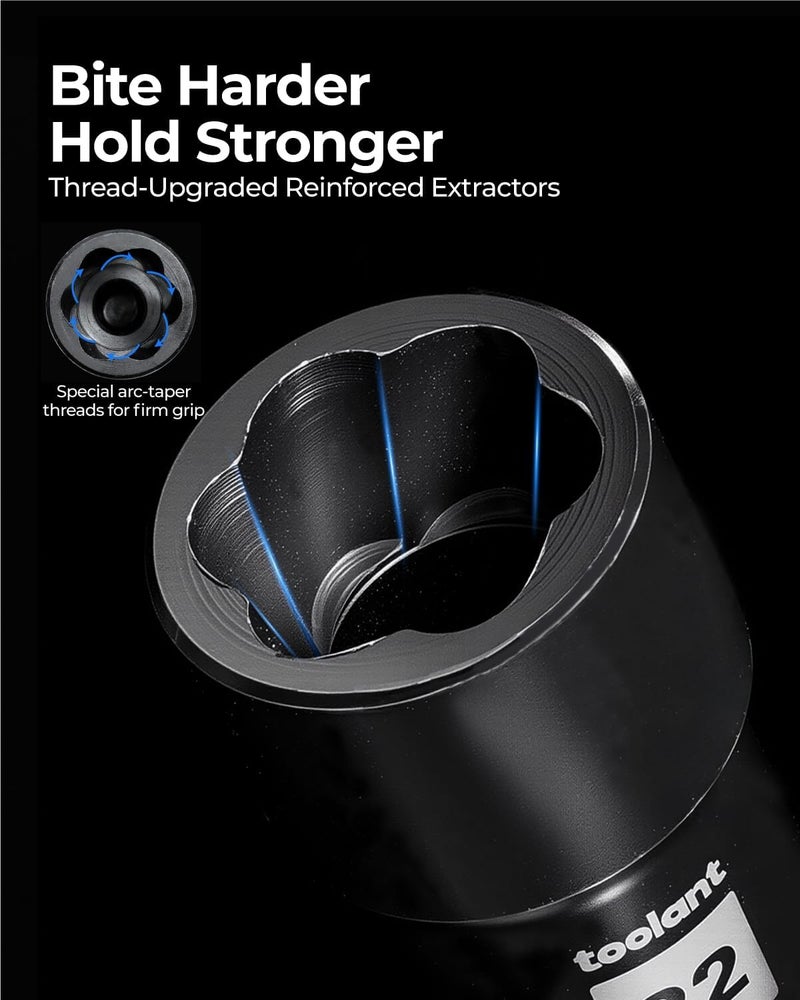 toolant 5pcs Lug Nut Remover, Bolt & Nut Remover Socket Tool Kit, Stripped Bolt Extractor for Damaged Screws and Bolts - Image 2